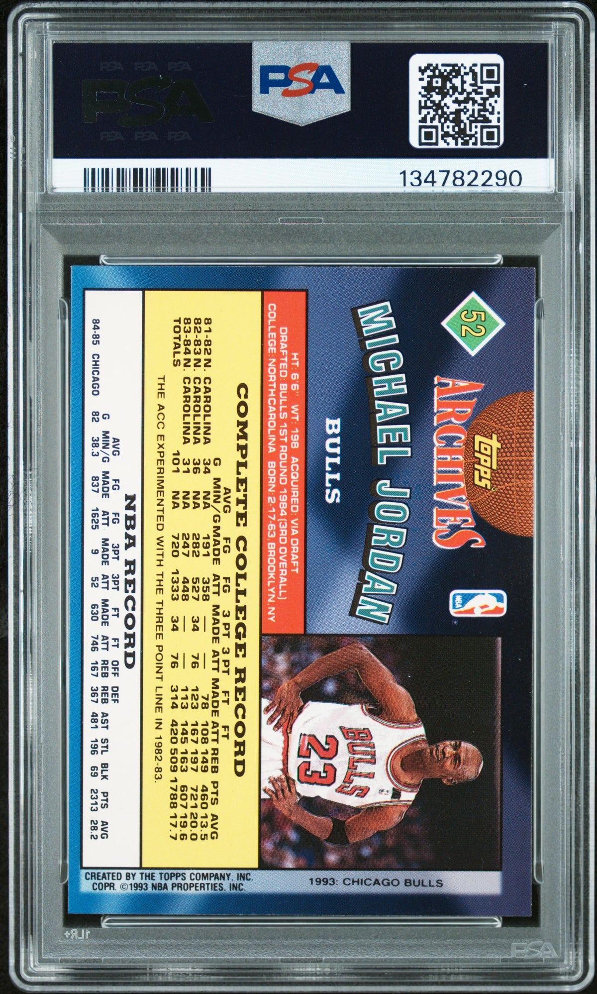 Michael Jordan 1992 Topps Archives Gold Chicago Bulls #52 PSA 8