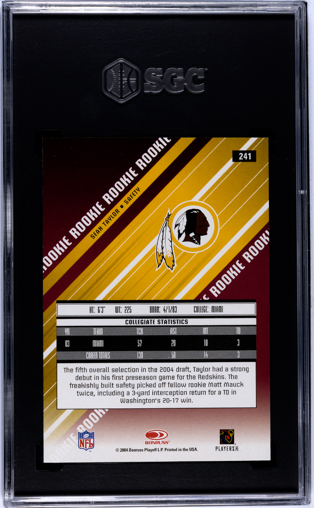 Sean Taylor 2004 Leaf Rookies & Stars Longevity Rookie RC 12/499 SGC 8.5