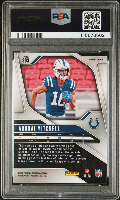 Adonai Mitchell 2024 Prizm Black & White Checker SSP Prizm RC Colts PSA 9