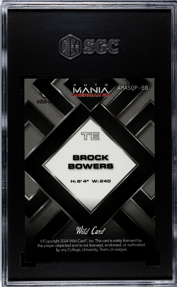 Brock Bowers 2024 Wild Card Rookie RC Georgia Bulldogs Raiders 12/25 SGC 10