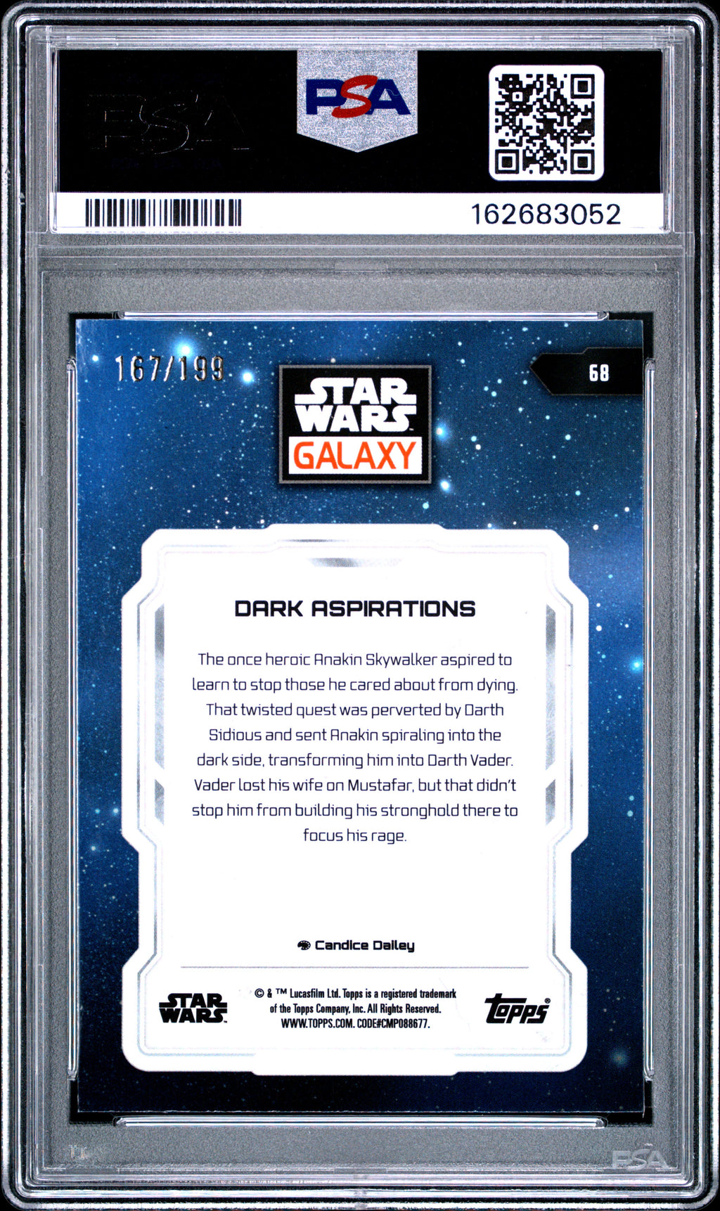 Vader 2024 Topps Star Wars Galaxy Dark Aspirations Aqua Sonar 167/199 PSA 10