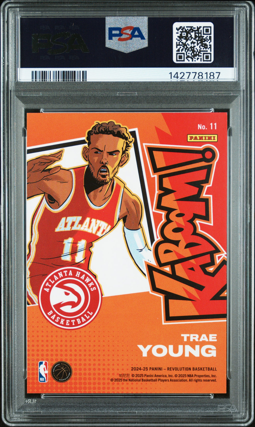 Trae Young 2024-25 Revolution KABOOM SSP CASE HIT Vertical Hawks PSA 10