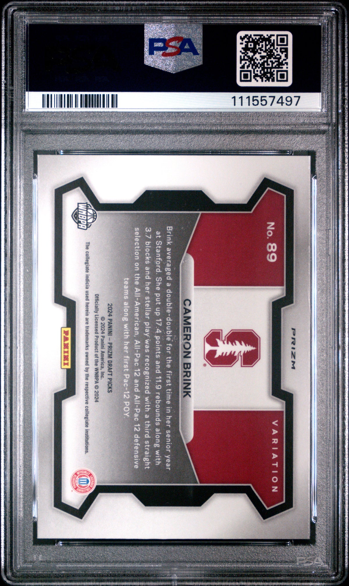 Cameron Brink 2024 Prizm Draft Picks Variation Red Ice RC Rookie Stanford PSA 10