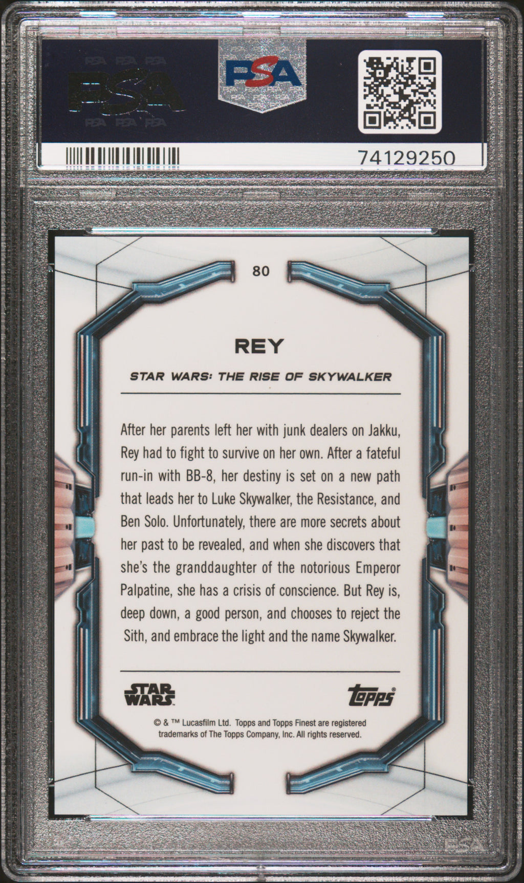 Rey 2022 Topps Finest GOLD Refractor 15/60 Star Wars #80 PSA 10