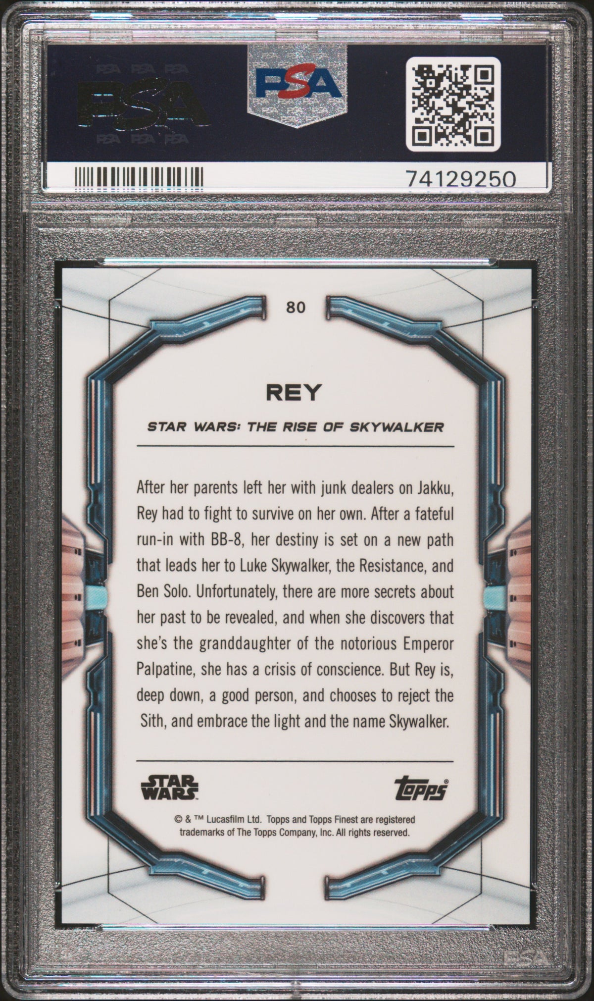 Rey 2022 Topps Finest GOLD Refractor 15/60 Star Wars #80 PSA 10