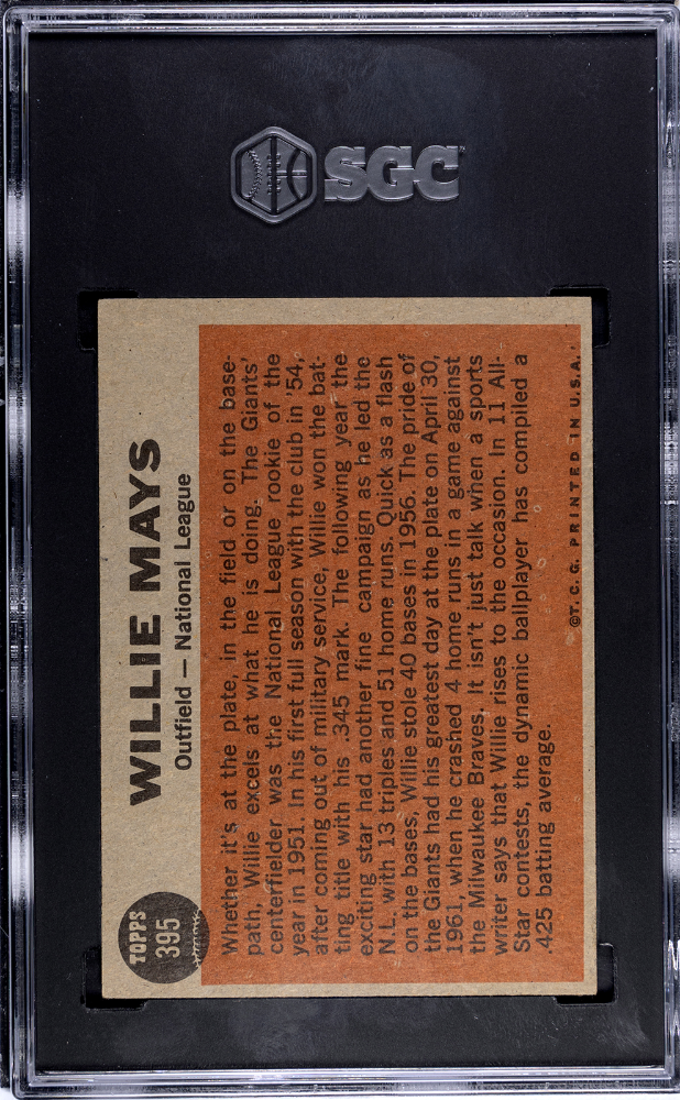 Willie Mays 1962 Topps All Star San Francisco Giants #395 SGC 4