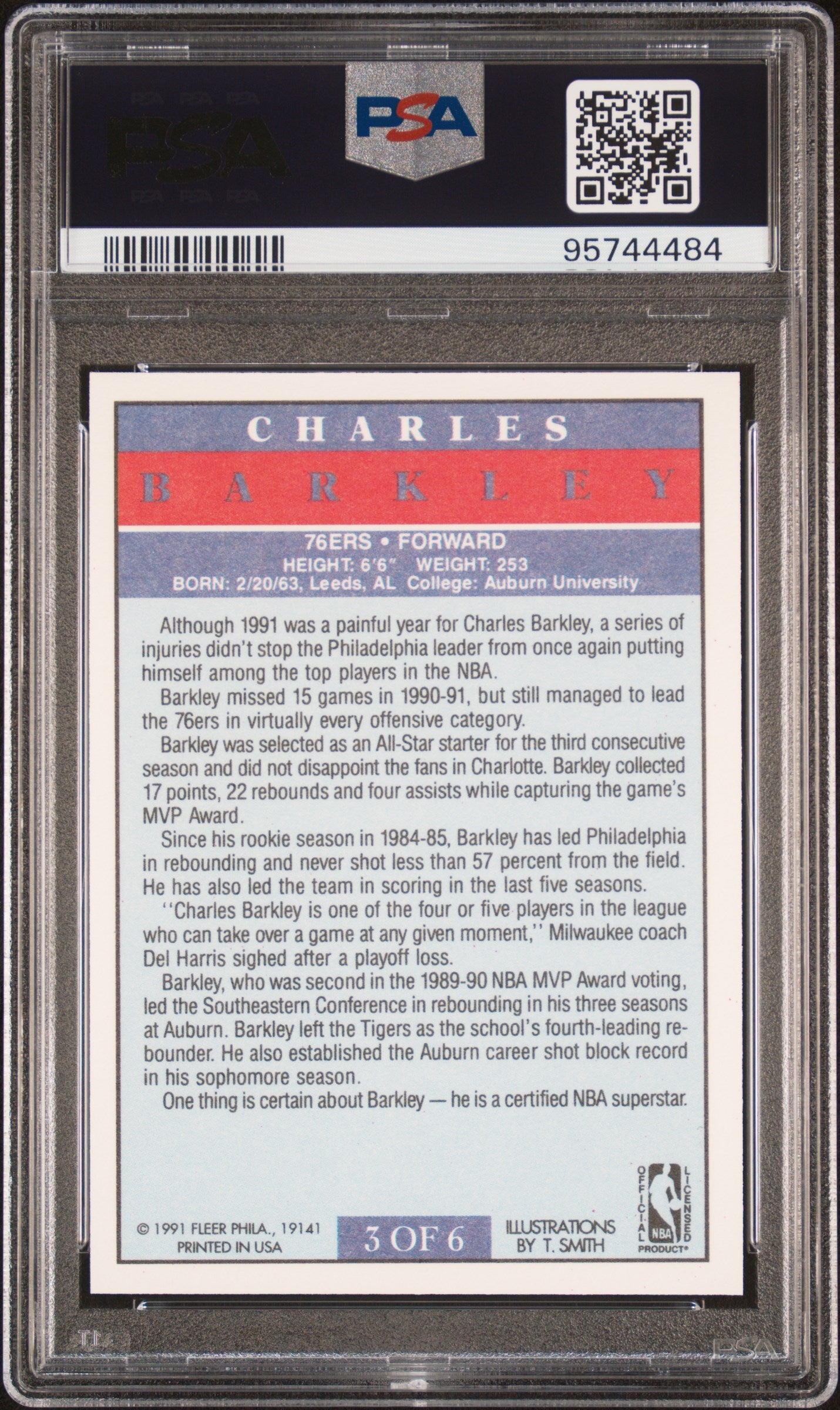 Charles Barkley 1991 Fleer Pro-Visions Philadelphia 76ers #3 PSA 10