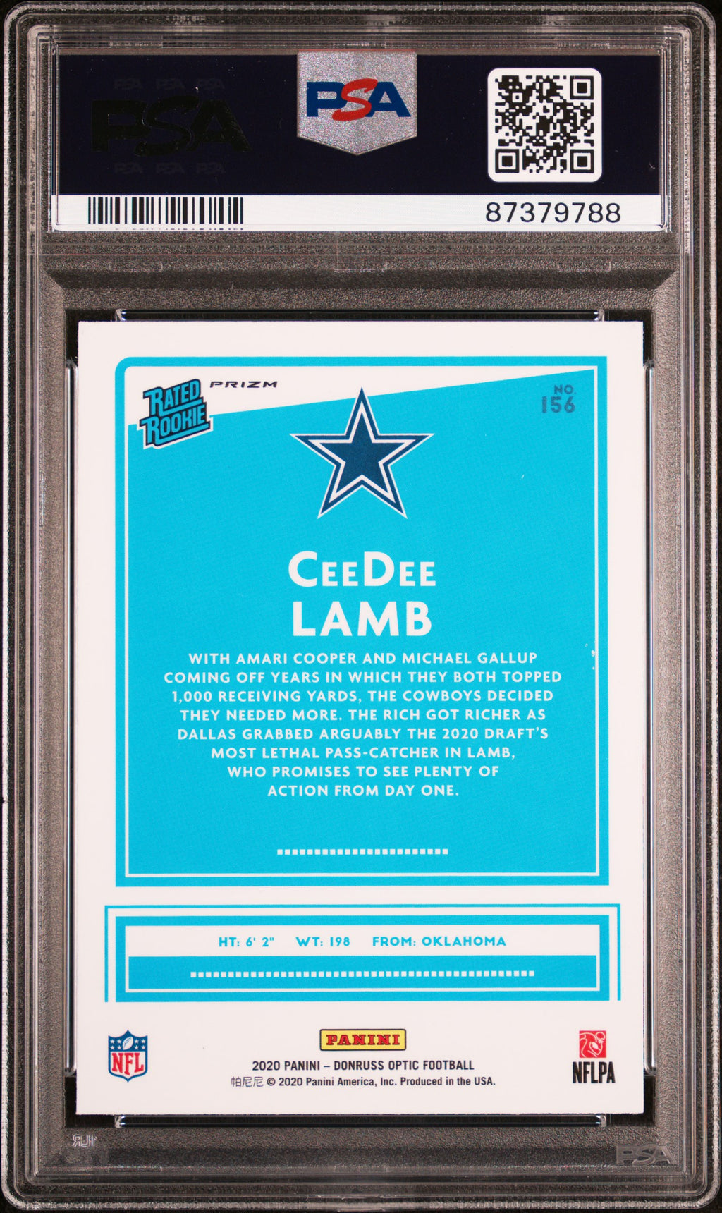Ceedee Lamb 2020 Optic Pink Rated Rookie RC Dallas Cowboys PSA 10