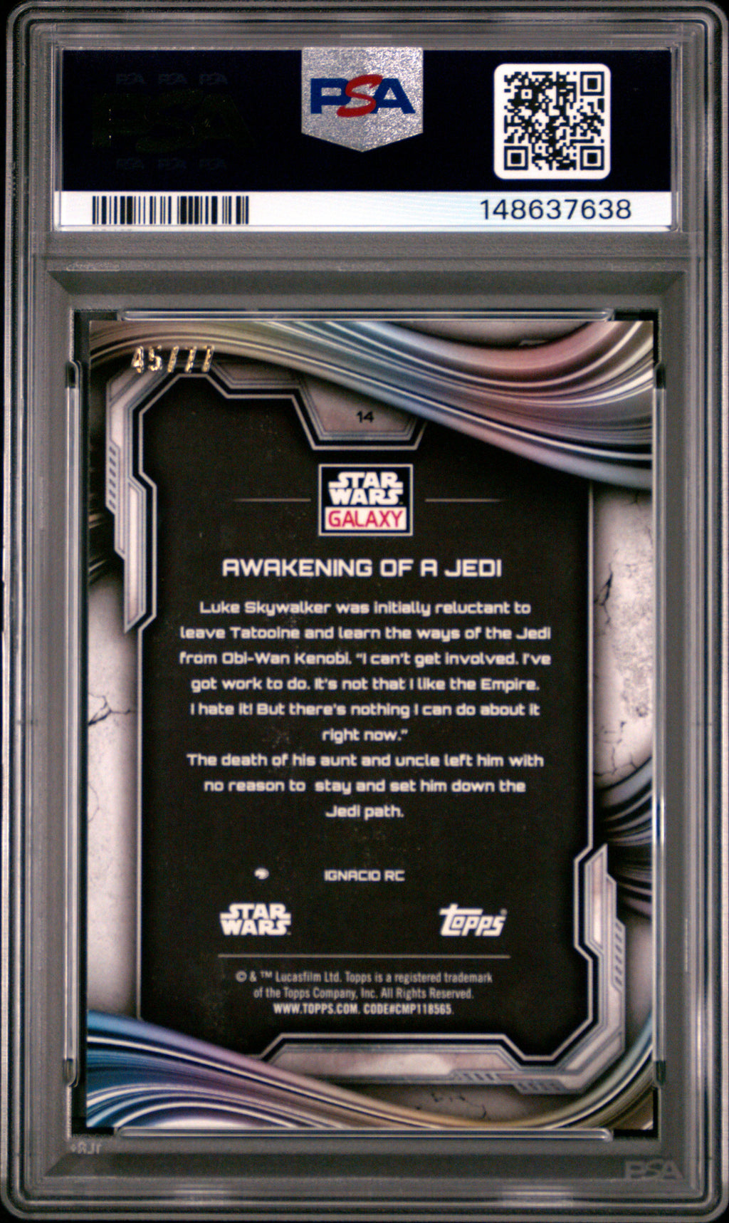 Awakening Of A Jedi 2025 Topps Chrome Star Wars Galaxy Logofractor 45/77 PSA 9