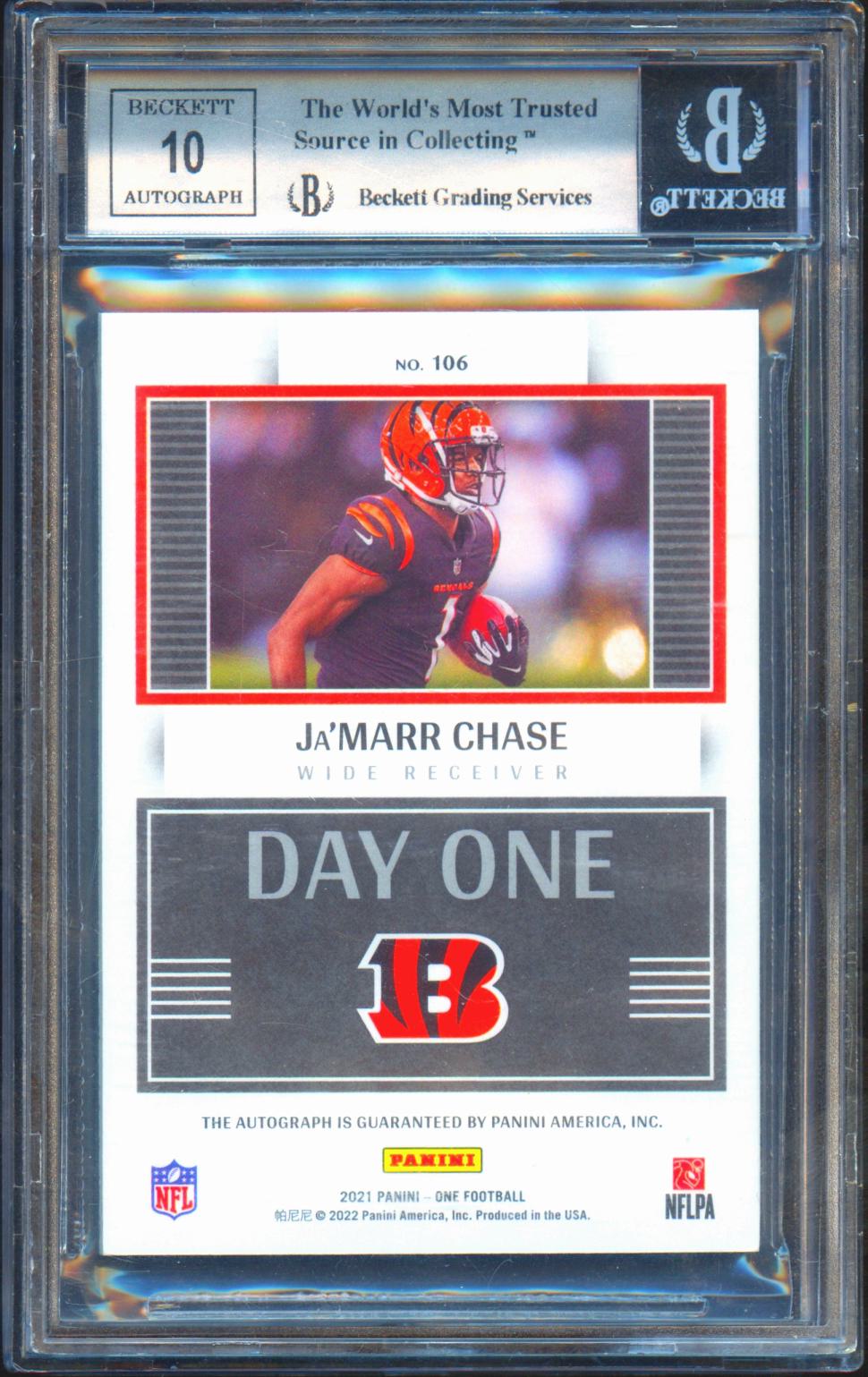 Ja'Marr Chase 2021 Panini One Auto Autograph Rookie RC Bengals 15/25 BGS 9
