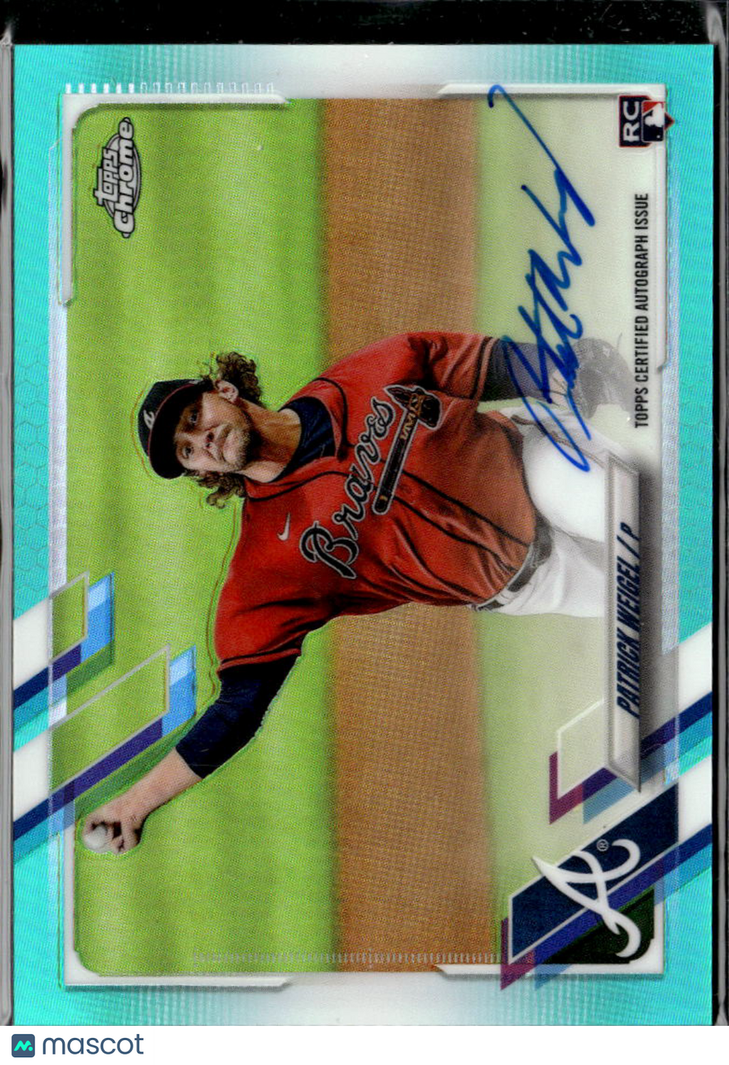 Patrick Weigel 2021 Topps Chrome RC Auto Aqua /199 Atlanta Braves