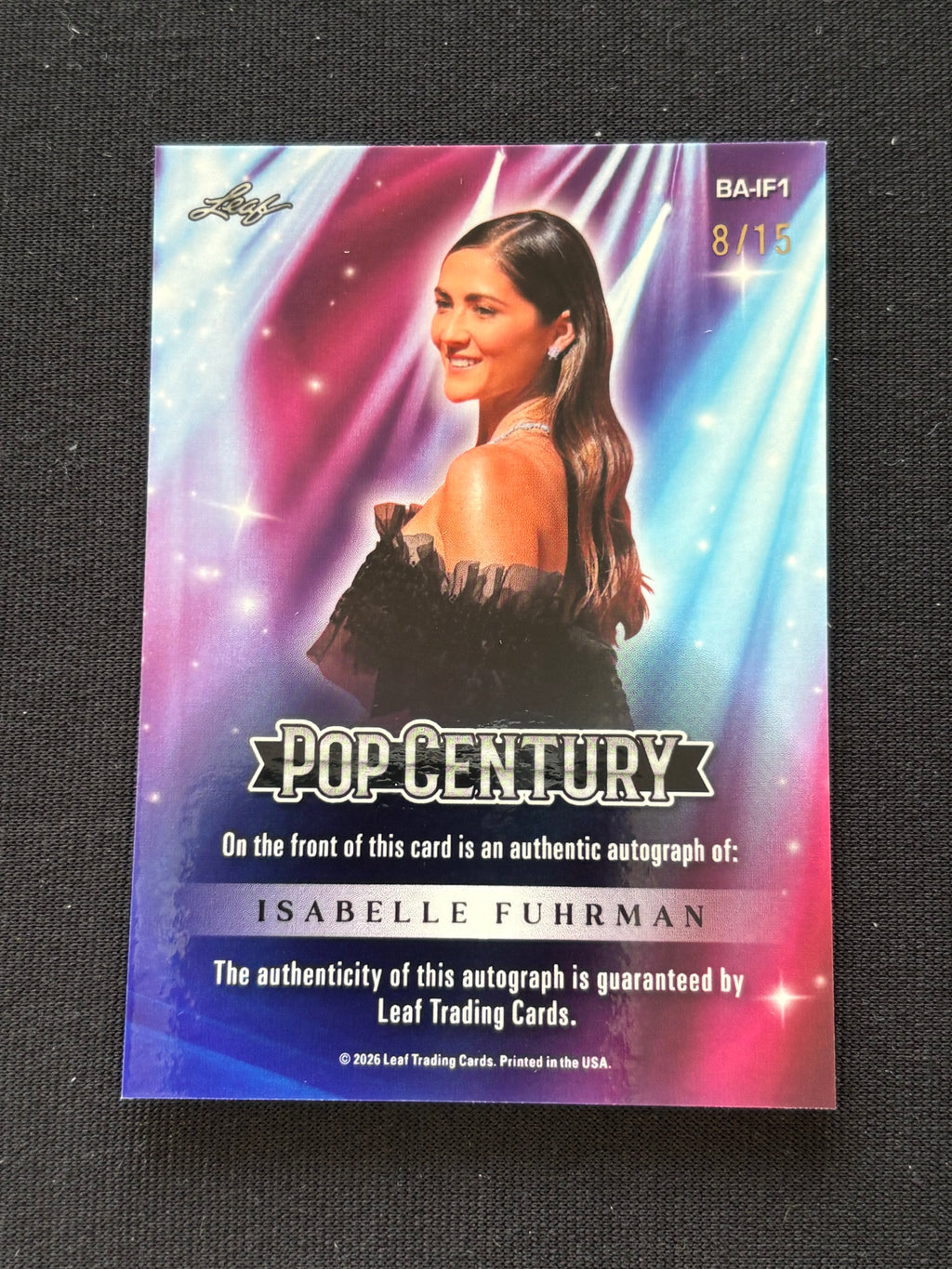 Isabelle Fuhrman 2026 Leaf Pop Century Auto Autograph Hollywood 8/15