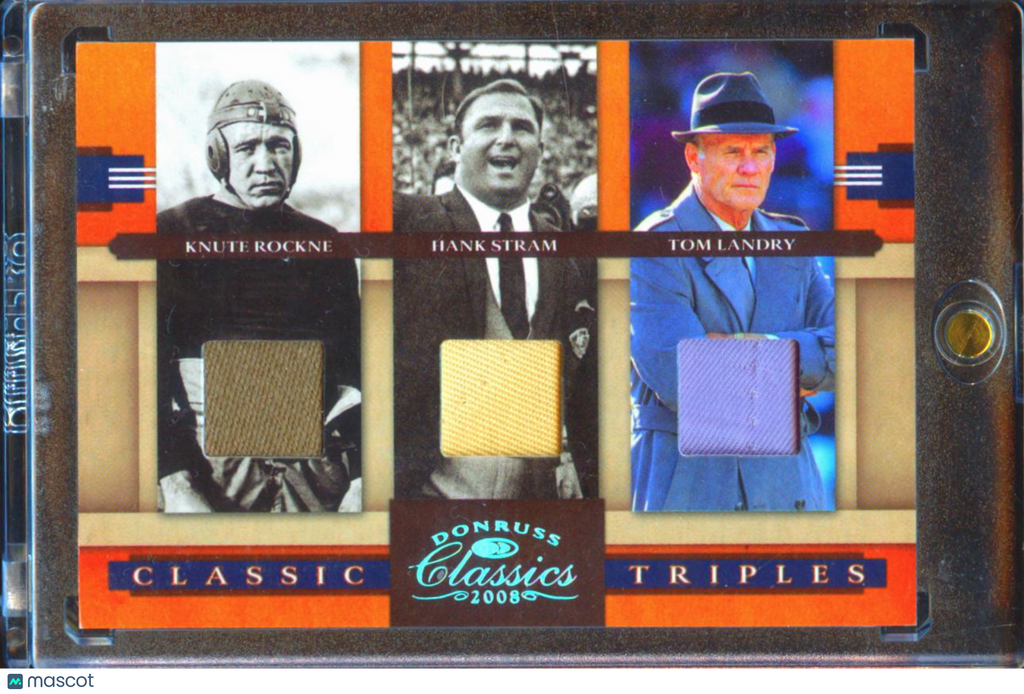 Knute Rockne / Tom Landry / Hank Stram 2008 Classics Game Worn Patches 124/250