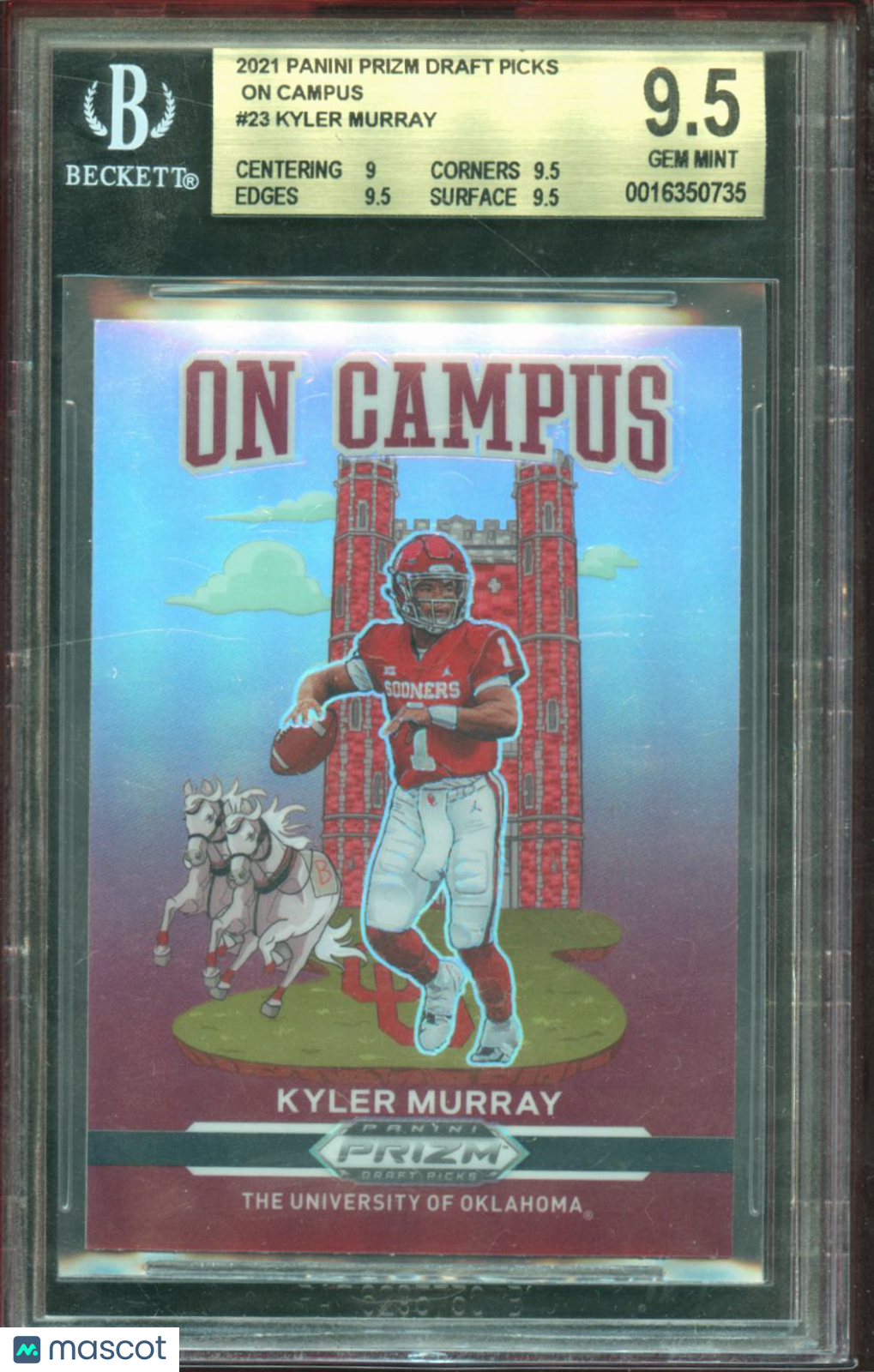 Kyler Murray 202 Prizm Draft On Campus CASE HIT SSP BGS 9.5 Oklahoma Sooners