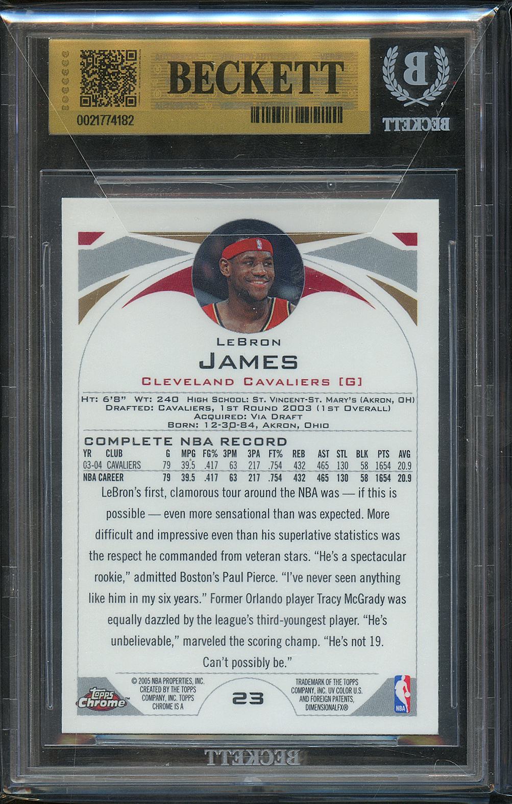 LeBron James 2004-05 Topps Chrome 2nd Year #23 Cleveland Cavaliers BGS 9.5