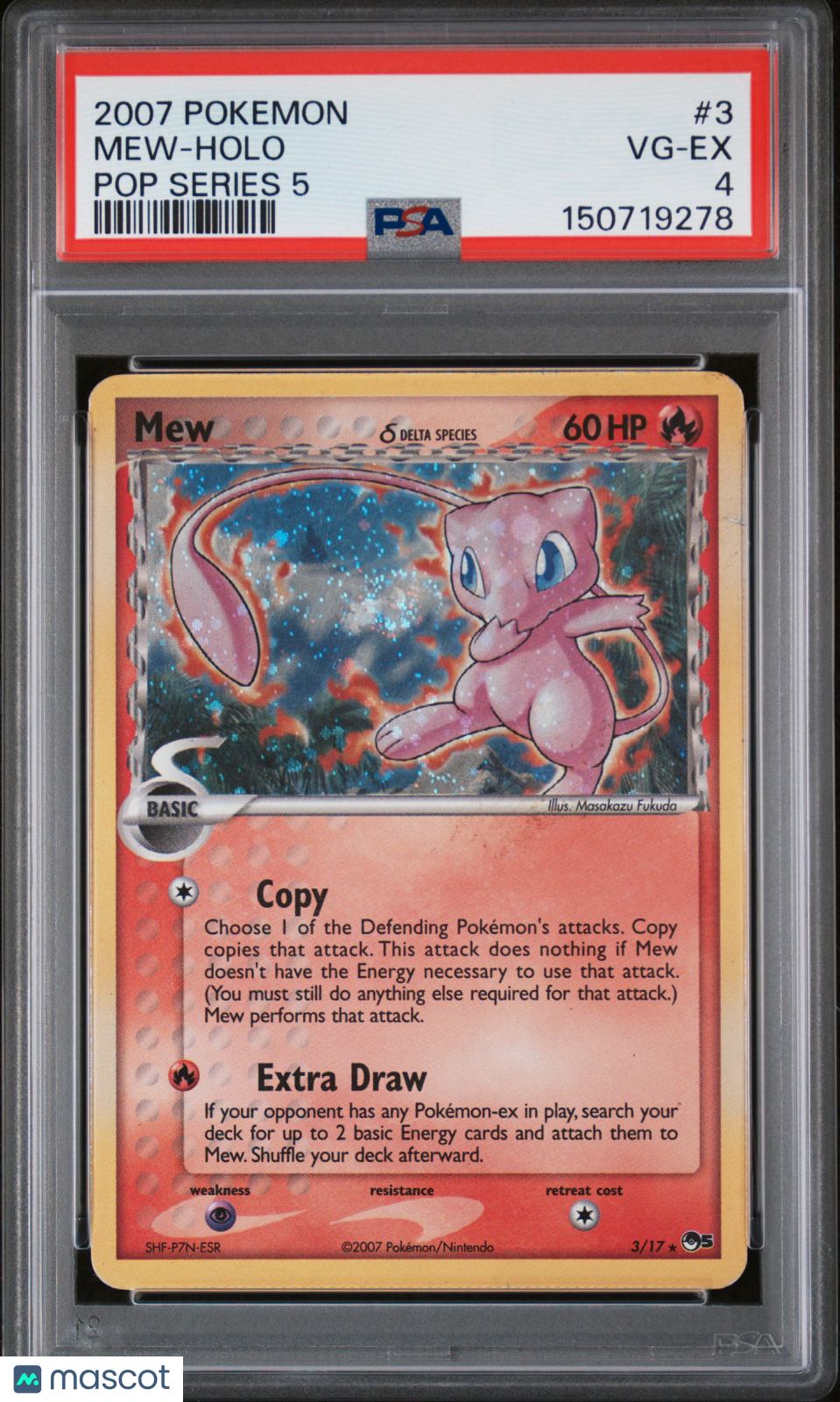 Mew 2007 Pokemon Pop Series 5 Upside-Down Pokeball Error PSA 4 3/17
