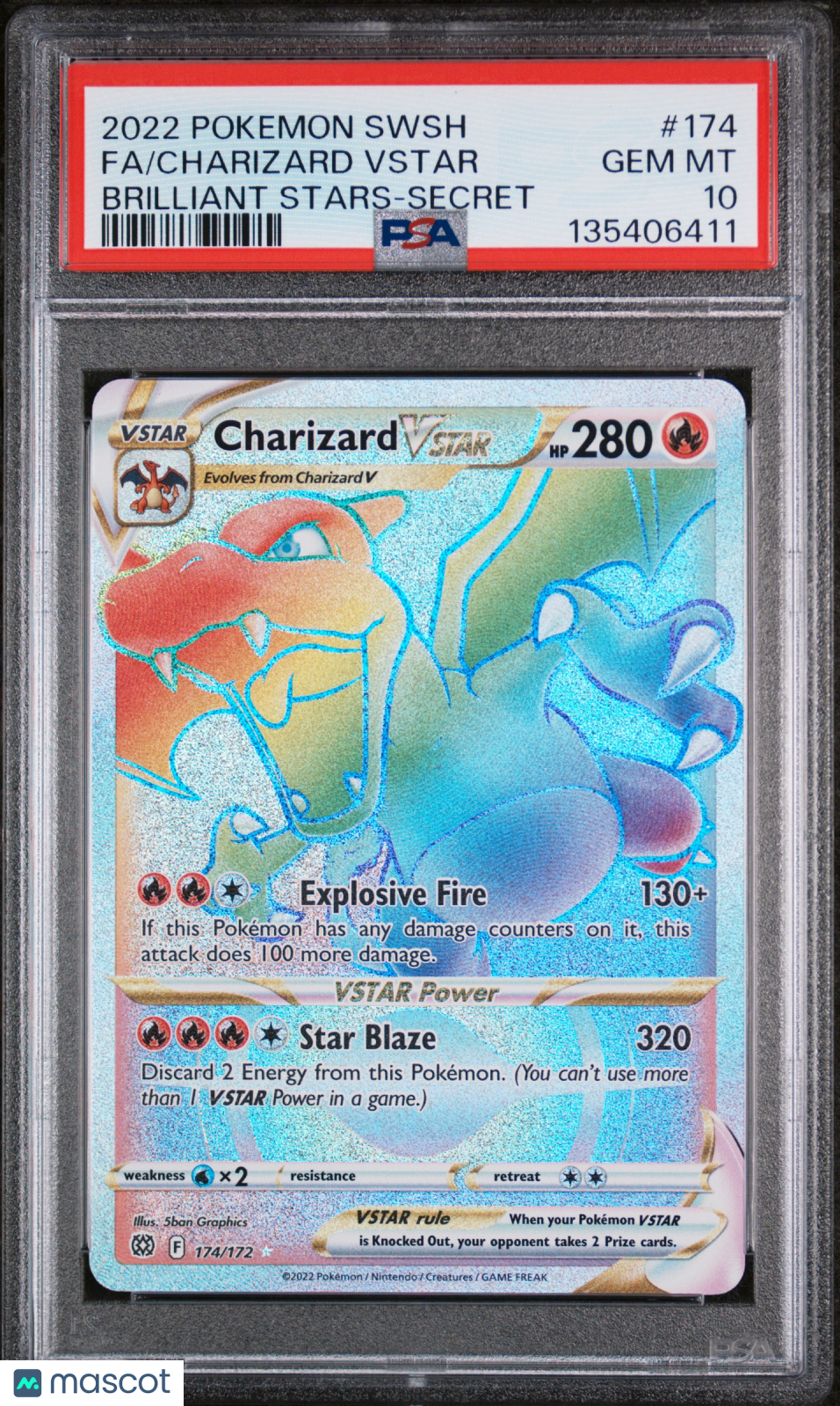 Charizard VSTAR 2022 Pokemon Sword & Shield Brilliant Stars Secret PSA 10 #174