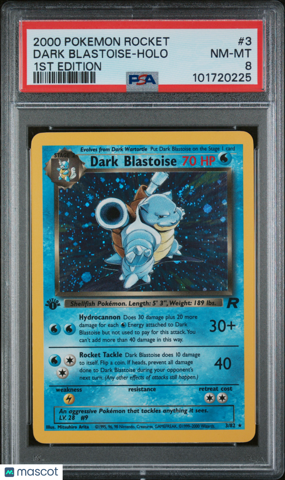Dark Blastoise 2000 Pokemon Rocket Holo 1st Edition WITH SWIRL PSA 8 #3