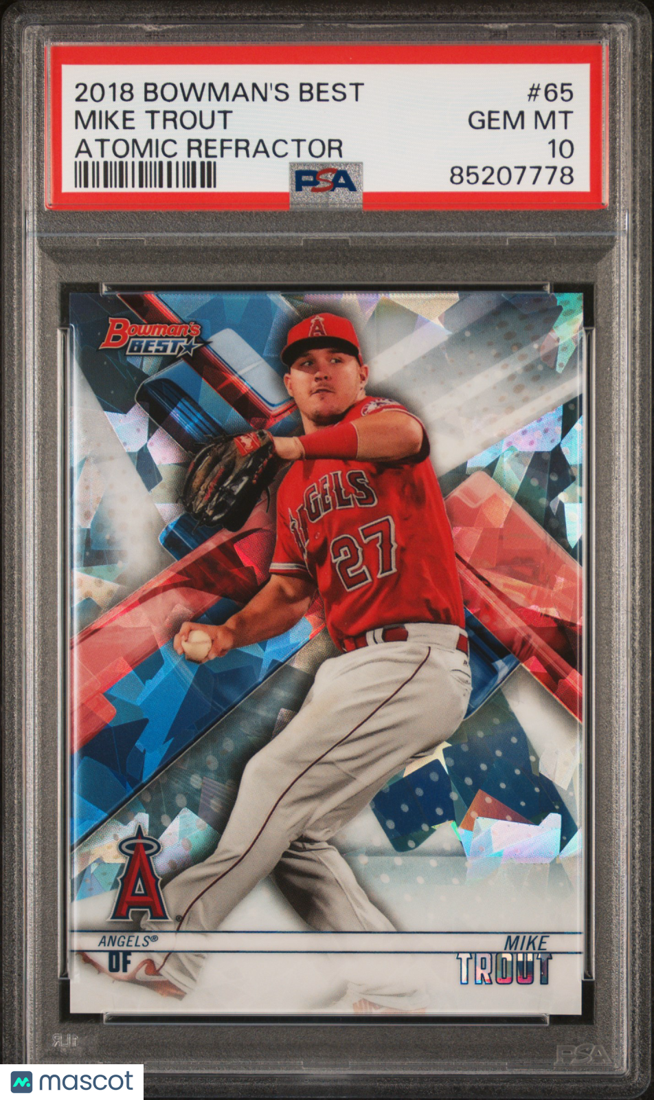 Mike Trout 2018 Bowman's Best Atomic Refractor Los Angeles Angels #65 PSA 10