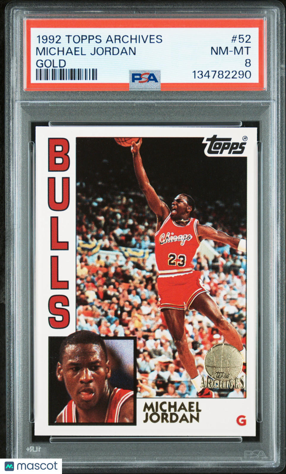 Michael Jordan 1992 Topps Archives Gold Chicago Bulls #52 PSA 8
