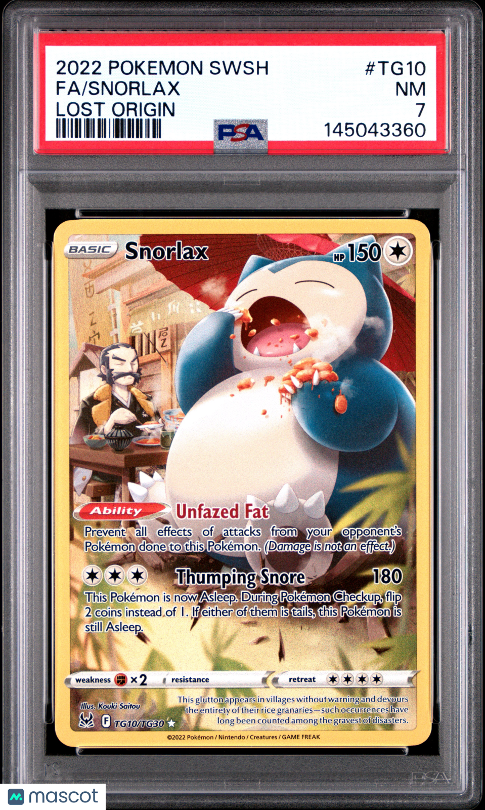 Snorlax 2022 Pokemon Sword & Shield Lost Origin Fa Lost Origin PSA 7 #TG10
