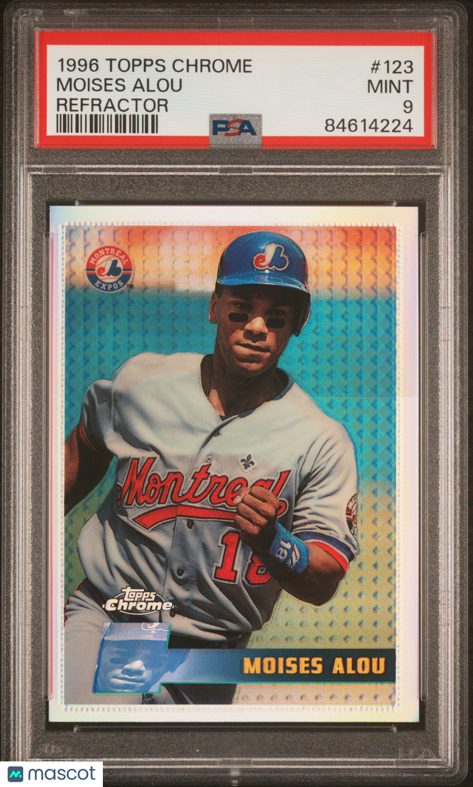 Moises Alou 1996 Topps Chrome Refractor Montreal Expos #123 PSA 9