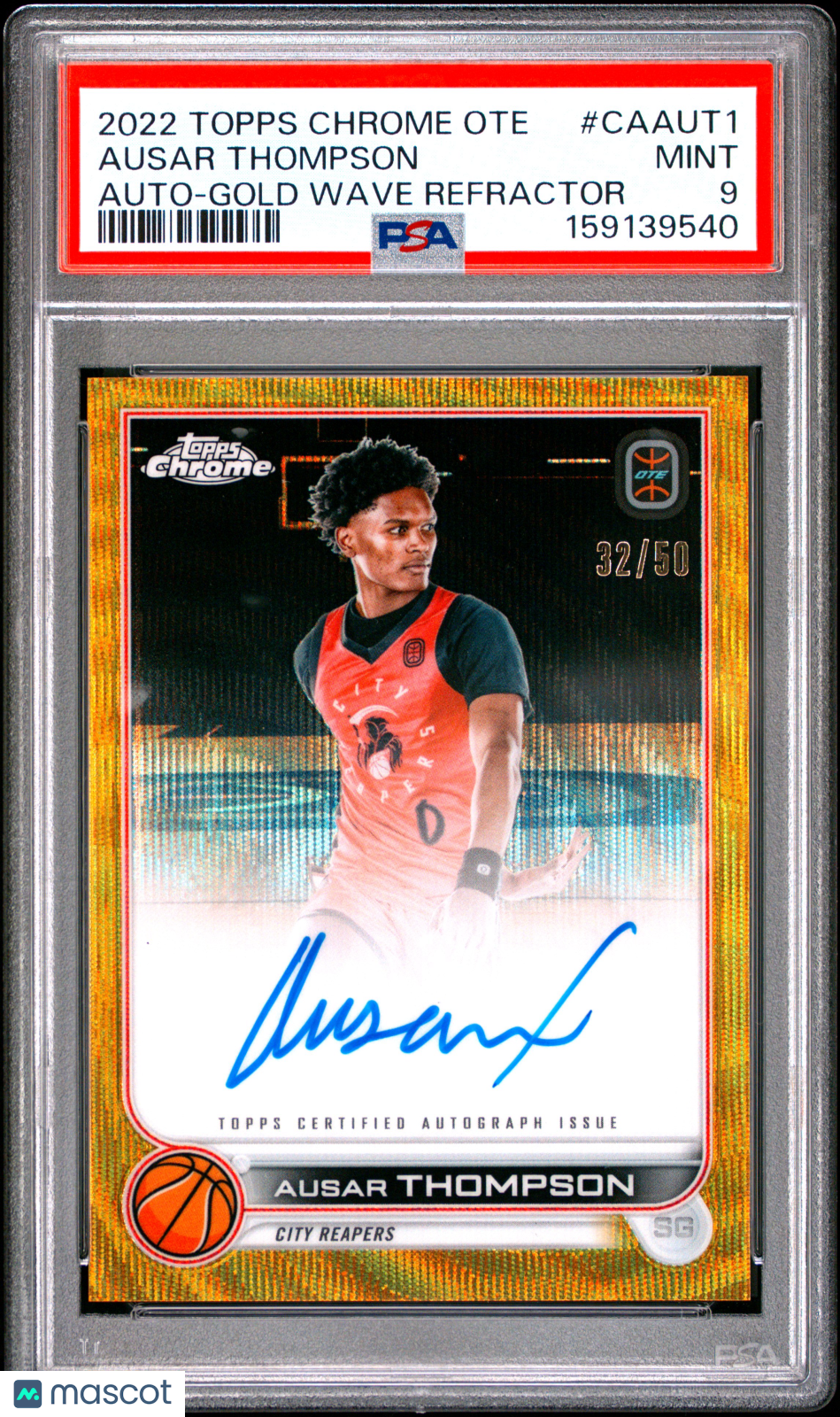 Ausar Thompson 2022 Topps Chrome Overtime Auto Autograph GOLD 32/50 PSA 9