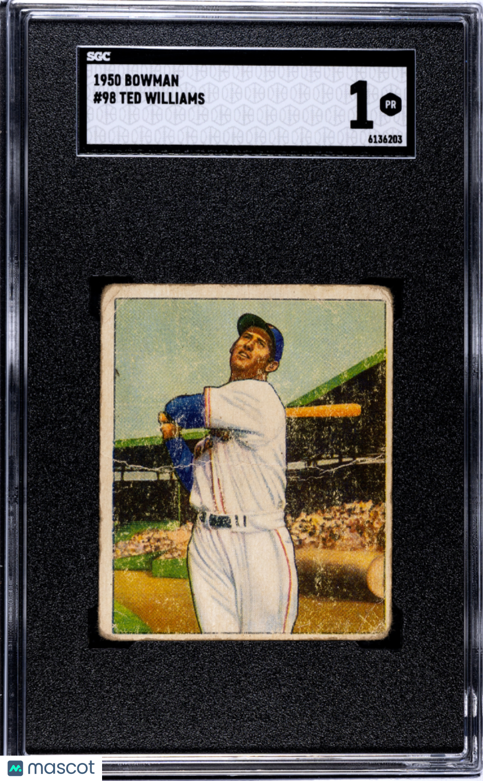 Ted Williams 1950 Bowman Card Boston Red Sox #98 SGC 1
