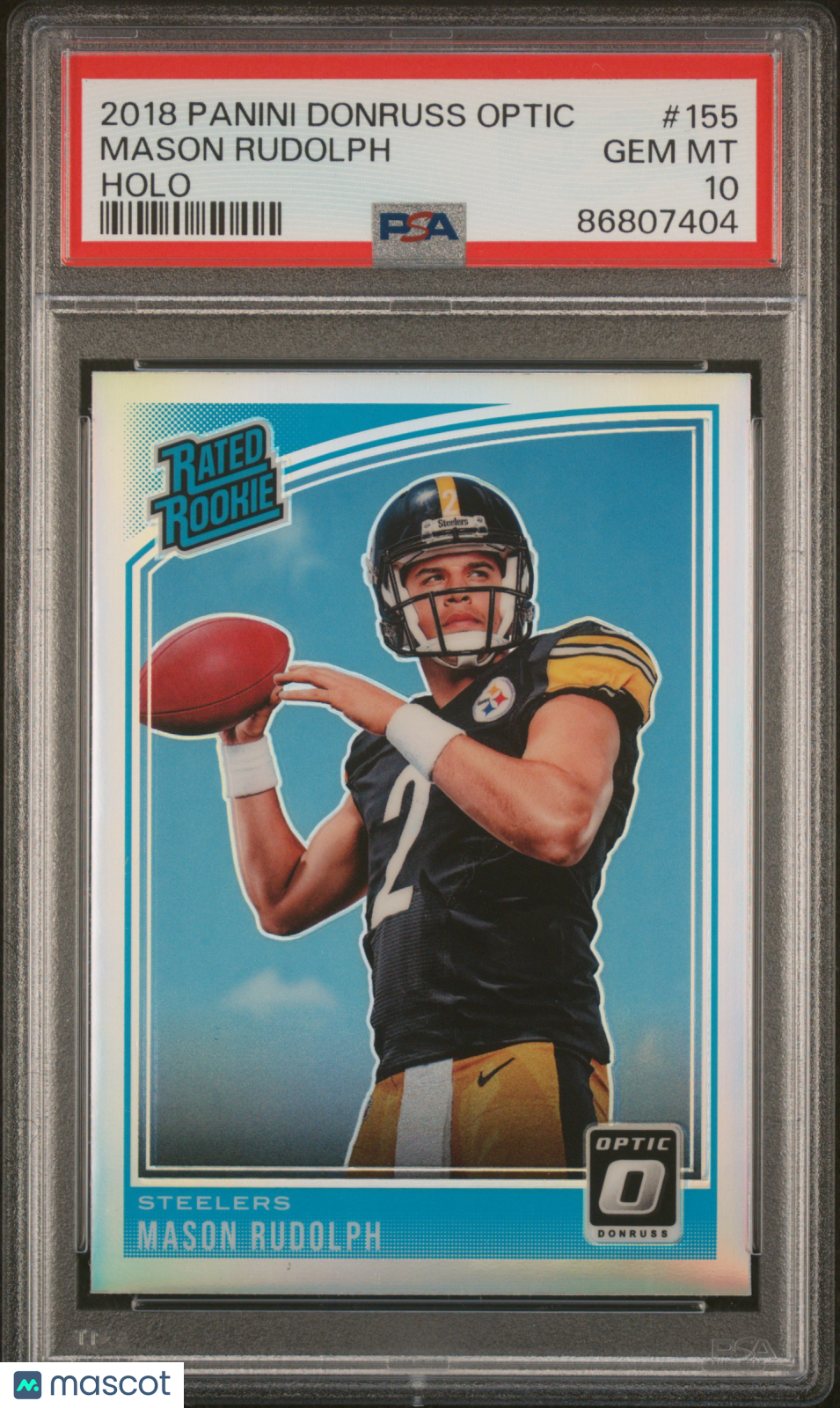 Mason Rudolph 2018 Optic Rated Rookie RC Holo Pittsburgh Steelers PSA 10 POP 23