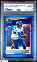 Justin Jefferson 2020 Optic Blue Prizm Rated Rookie Vikings 137/179 PSA 8