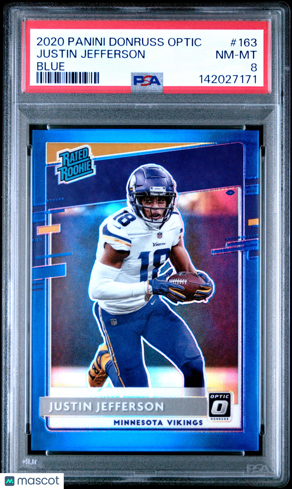 Justin Jefferson 2020 Optic Blue Prizm Rated Rookie Vikings 137/179 PSA 8