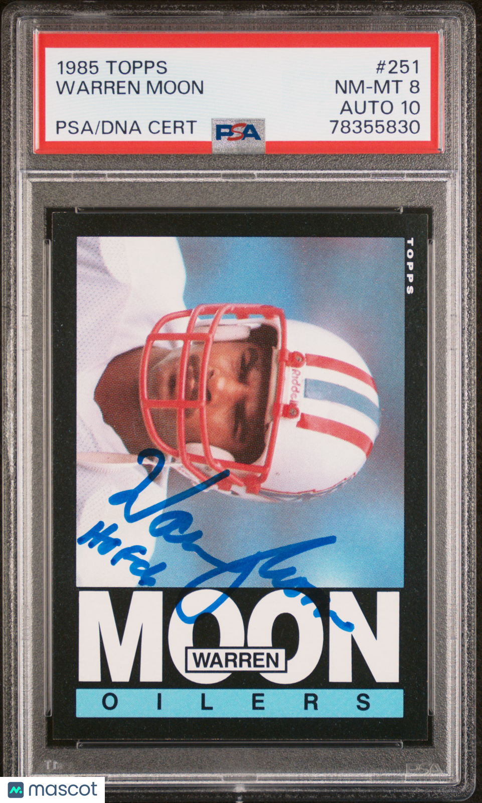 Warren Moon 1985 Topps Auto Autograph Rookie Houston Oilers #251 PSA 8 Auto 10