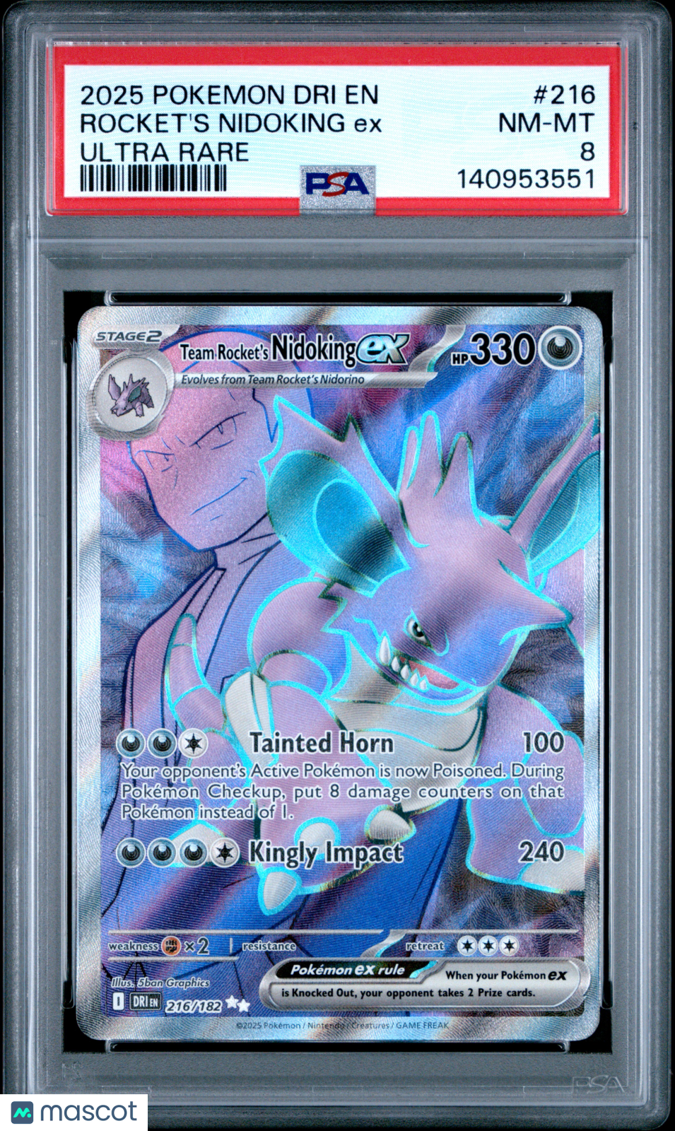 Rocket's Nidoking EX 2025 Pokemon Destined Rivals Ultra Rare PSA 8 #216