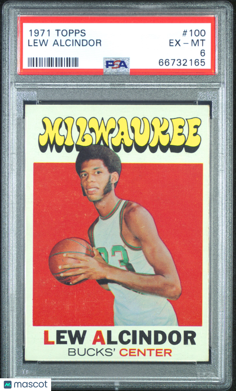 Lew Alcindor 1971 Topps Basketball Card Milwaukee Bucks #100 PSA 6
