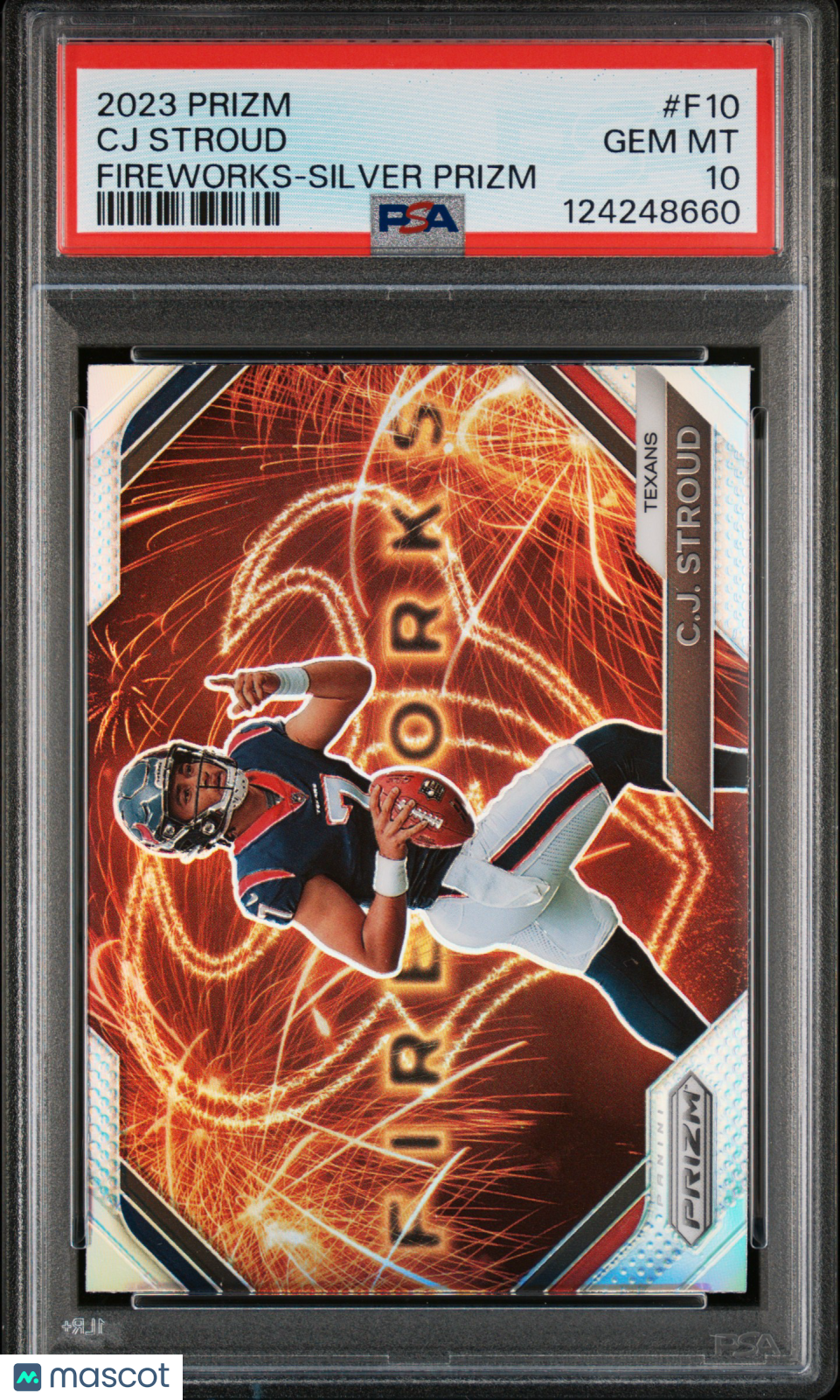 CJ Stroud 2023 Prizm Fireworks Silver Prizm Rookie RC Texans PSA 10