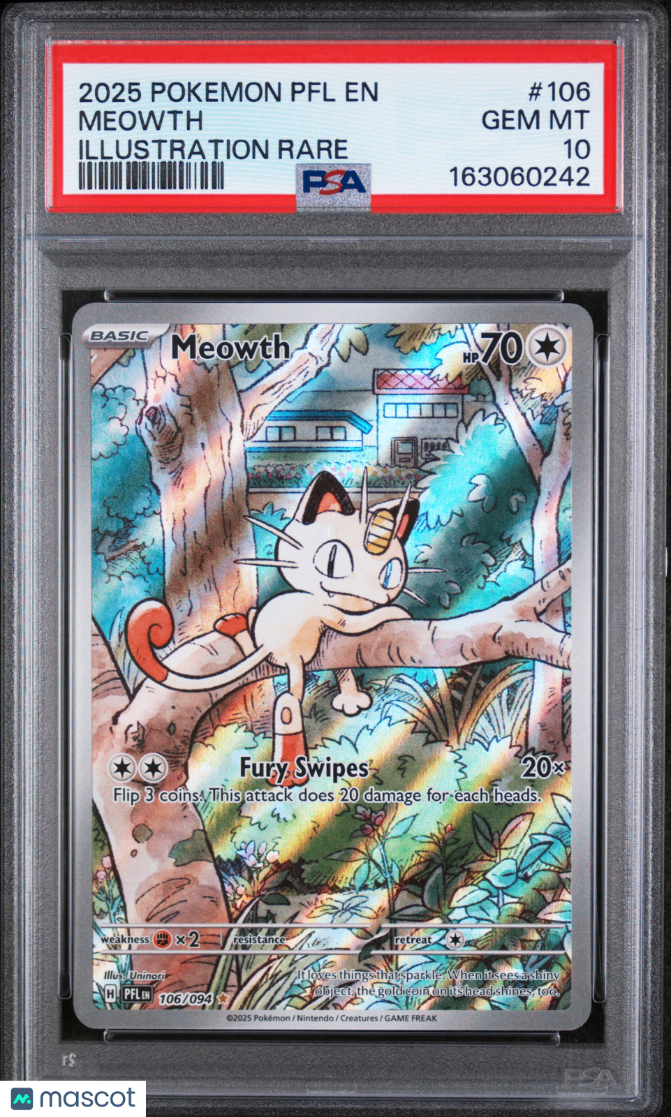 Meowth 2025 Pokemon EN-Phantasmal Flames Illustration Rare PSA 10 #106