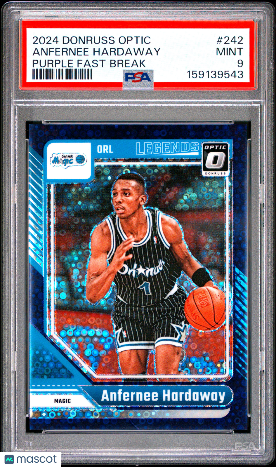 Anfernee Hardaway 2024-25 Optic Purple Fast Break Prizm Magic 88/99 PSA 9