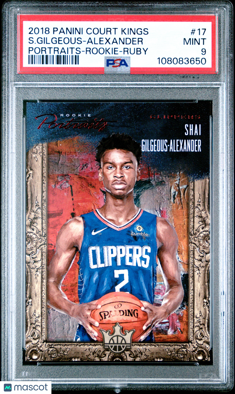 Shai Gilgeous-Alexander 2018 Court Kings Portraits Ruby RC Thunder 8/99 PSA 9