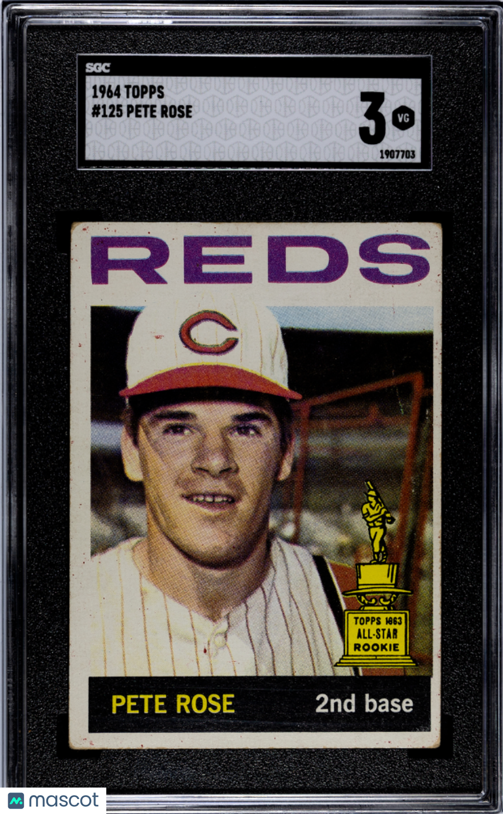 Pete Rose 1964 Topps 2nd Year Card Cincinnati Reds #125 SGC 3