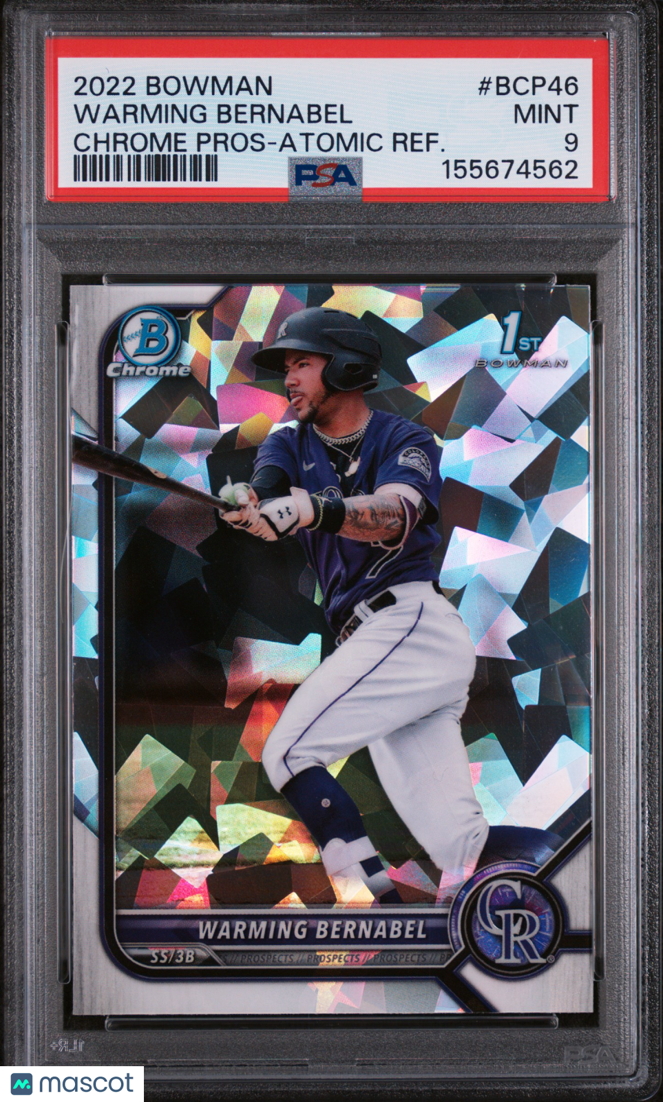 Warming Bernabel 2022 Bowman Chrome Prospects Atomic Refractor PSA 9