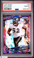 Ray Lewis 2025 Prizm Purple Ice Prizm Baltimore Ravens 198/225 PSA 10