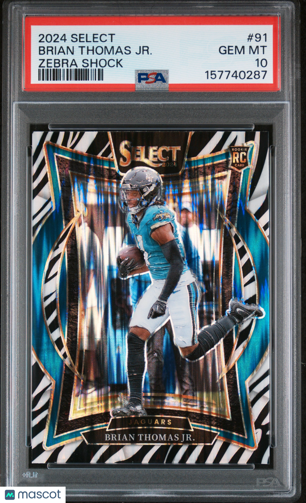 Brian Thomas Jr. 2024 Select Zebra Prizm SSP Rookie RC Jaguars #91 PSA 10