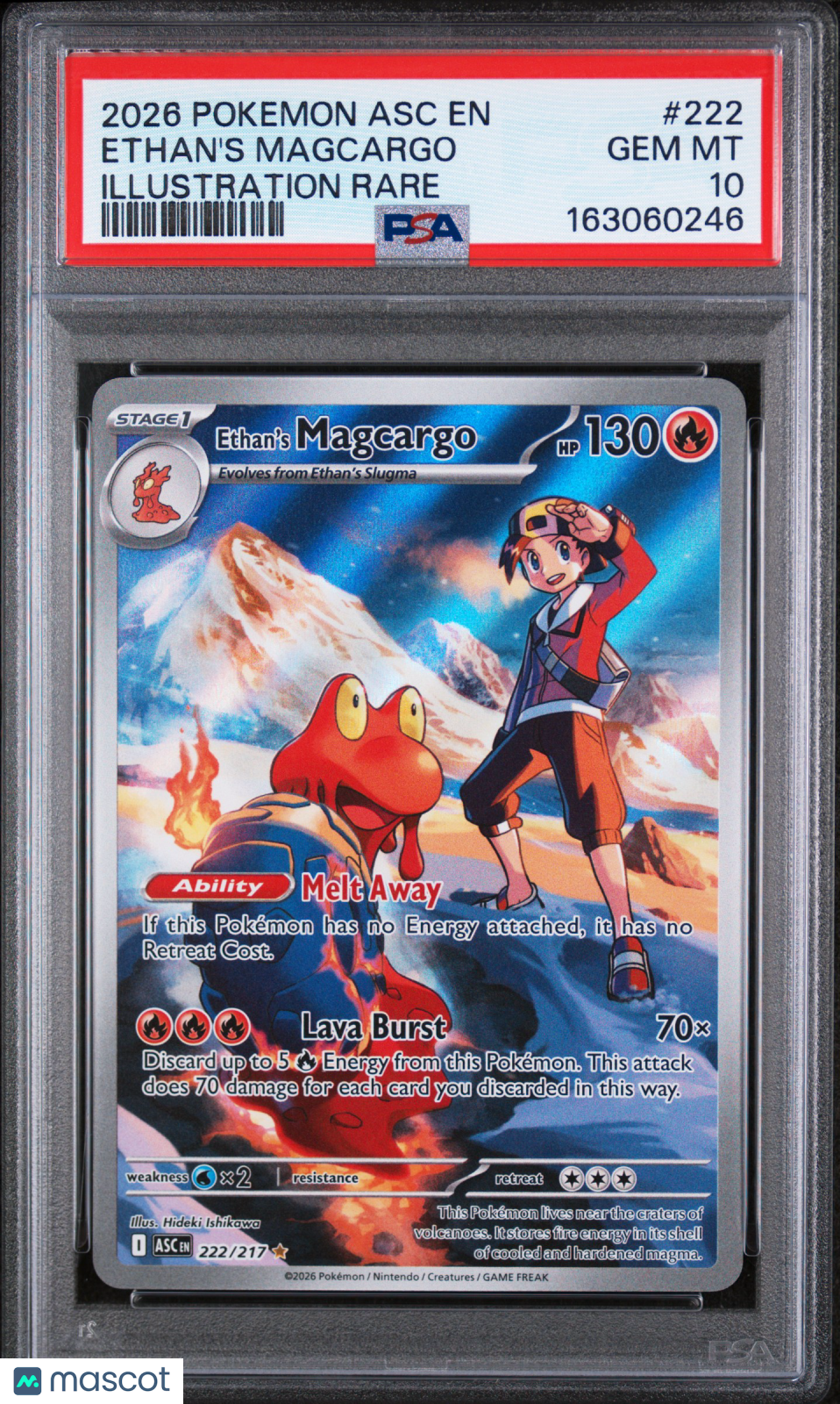 Ethan's Magcargo 2026 Pokemon Ascended Heroes Illustration Rare PSA 10 #222