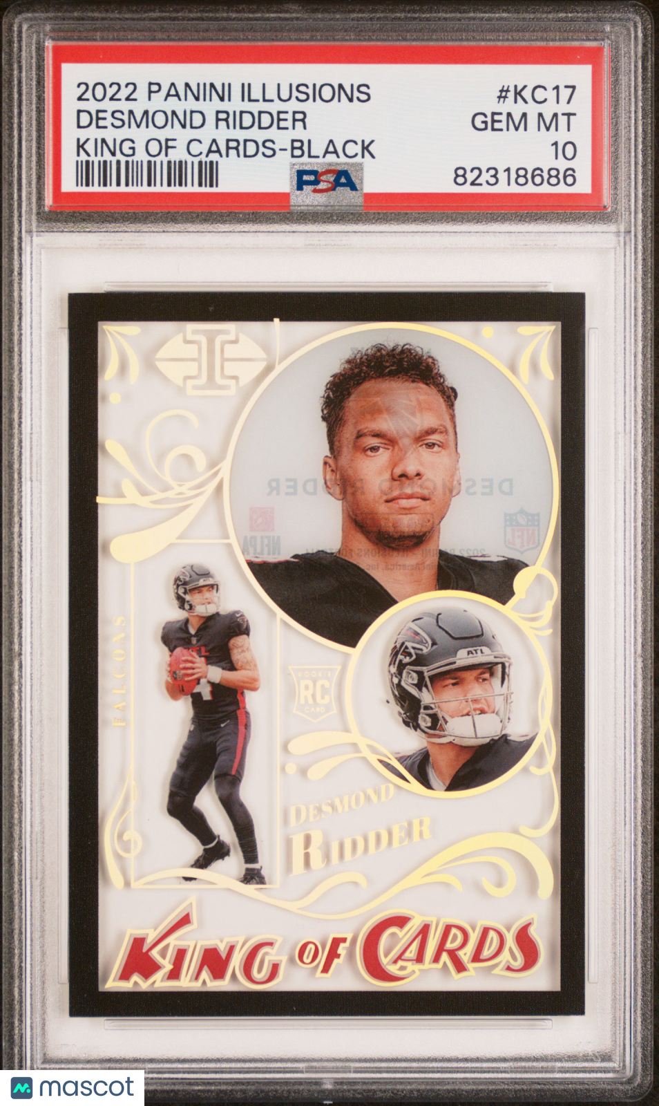 Desmond Ridder 2022 Illusions King Of Cards Black RC Falcons 17/50 PSA 10