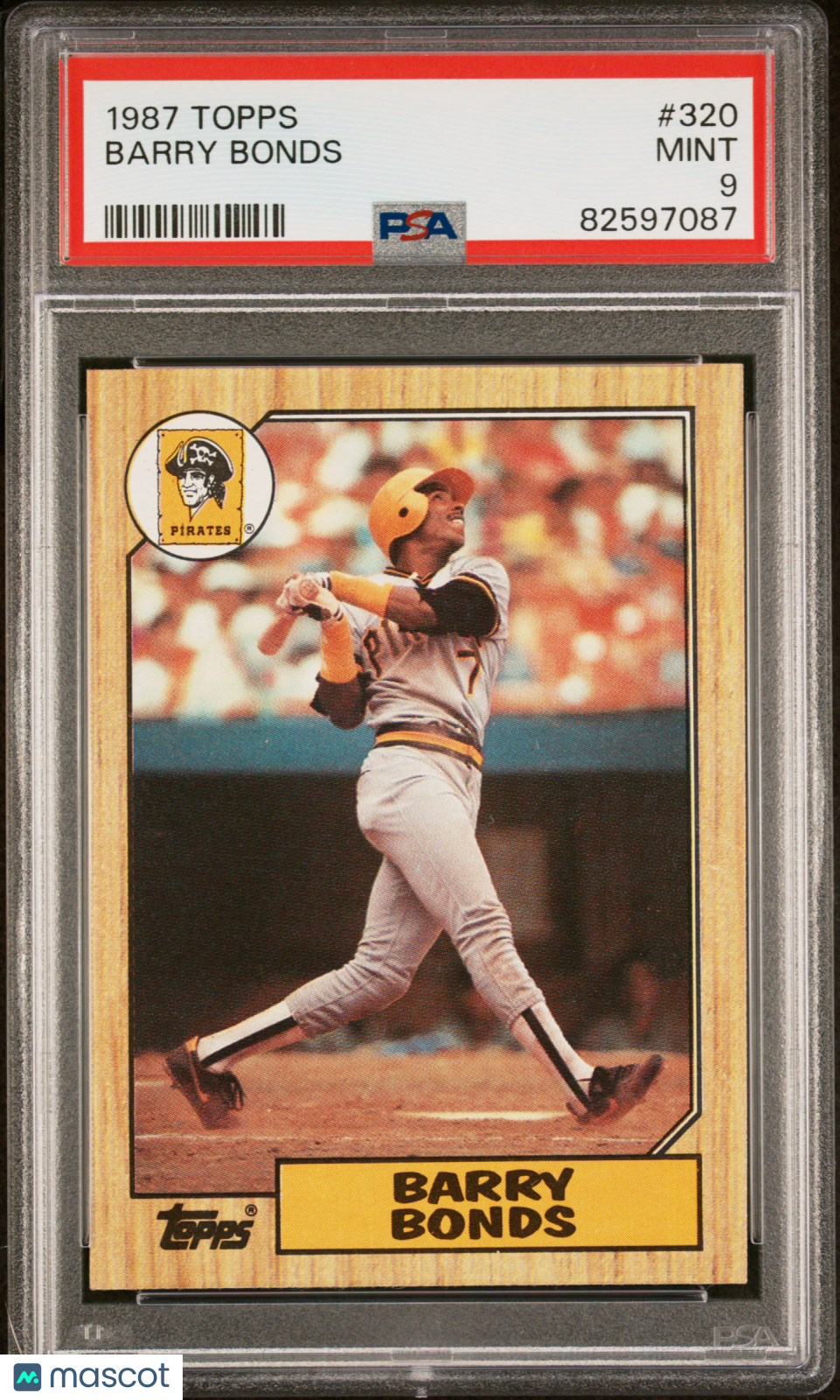 Barry Bonds 1987 Topps Rookie Card RC Pittsburgh Pirates #320 PSA 9