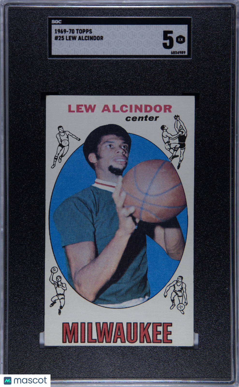 Lew Alcindor 1969-70 Topps Rookie RC Milwaukee Bucks #25 SGC 5