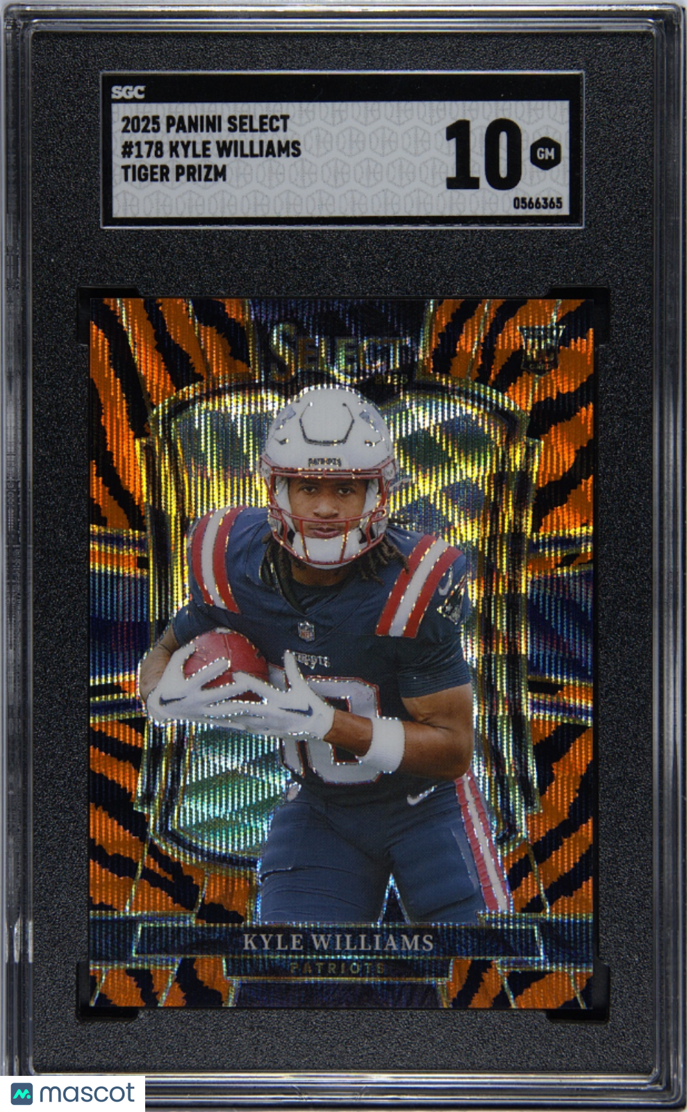 Kyle Williams 2025 Select Tiger Prizm SSP Rookie RC New England Patriots SGC 10