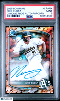 Nick Kurtz 2025 Bowman Chrome Popcorn Auto Autograph RC A's 1/5 PSA 9
