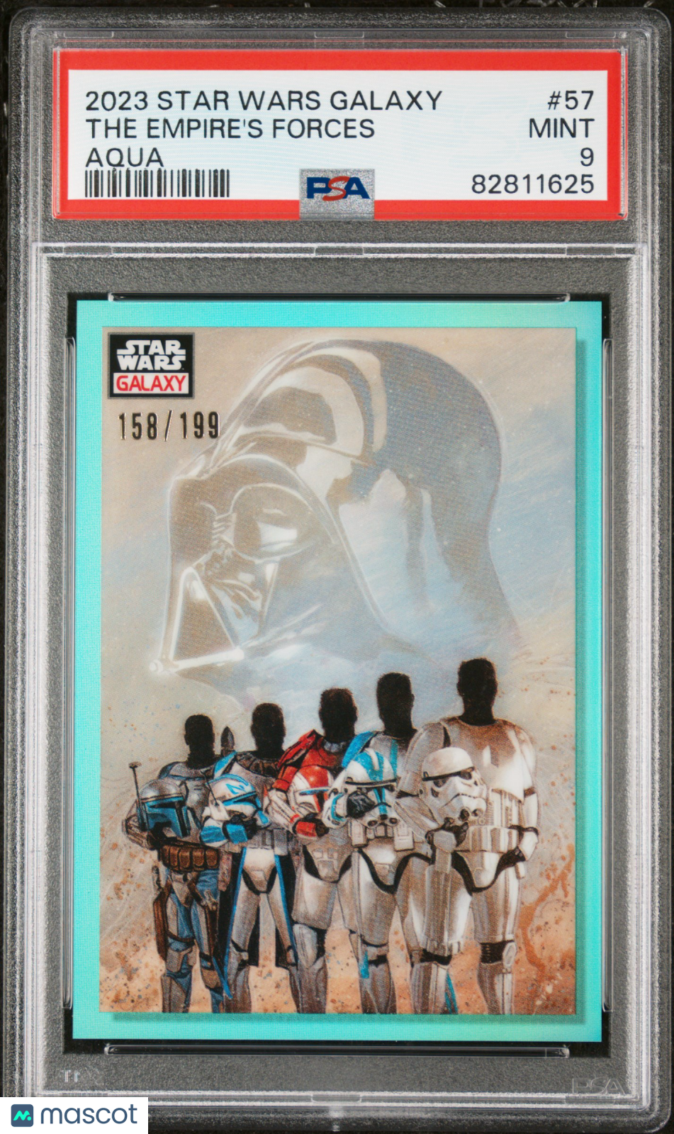 The Empire's Forces 2023 Topps Star Wars Galaxy Aqua Refractor 158/199 #57 PSA 9