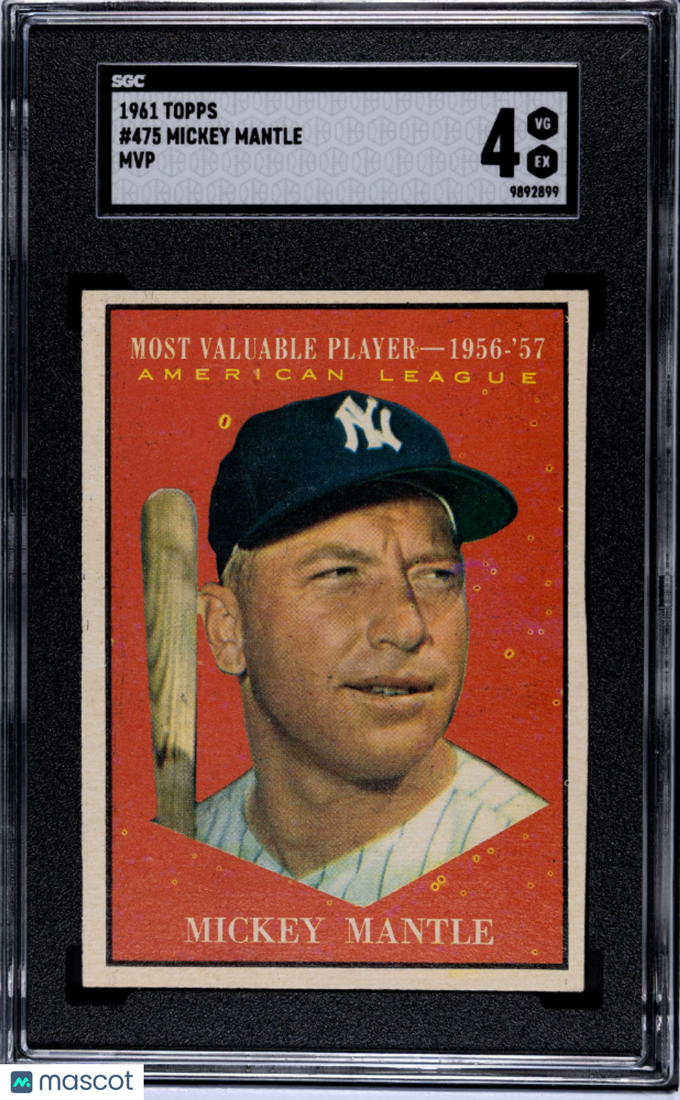 Mickey Mantle 1961 Topps MVP Card New York Yankees #475 SGC 4